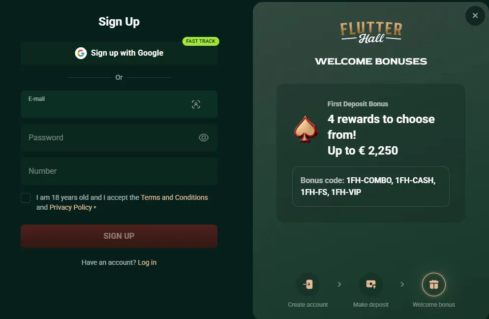 flutterhall casino registration